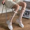 Medias con Liguero JK Medias con Liguero Calcetines a la Pantorrilla Cruz Lolita para Mujer Caña Larga Verano Medias con Liguero Recorte Calcetines JK