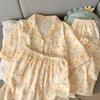 2025 Nuevo Pijama de Algodón de Nube de Verano para Mujer de Manga Corta, Pantalones Cortos, Dulce Dibujo Animado, Talla Grande, Ropa para el Hogar, Conjunto de Tres Piezas