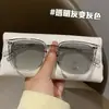 Nuevas Gafas de Moda Tendencia Retro Cuadradas Estilo Xiaohongshu Lente Plana que Cambia de Color Luz Azul Anti-Miopía para Hombres y Mujeres