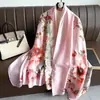 Bufanda Nueva Estilo Chino Azul y Blanco Porcelana Impresión de Peonías Brocado Li Bufanda Larga Forjada Moda Primavera y Otoño Shawl Versátil para Mujer