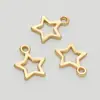 Pingente de Estrela de Cinco Pontas Oco de Ouro 14K com Brilho Preservador de Cor Material de Acessórios de Joalheria para Pulseira de Contas DIY Feita à Mão