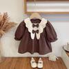 Roupas de bebê para meninas Roupas de outono Vestido estilo academia para meninas coreanas Vestido de princesa para bebês Outono e inverno Terno estilo ocidental