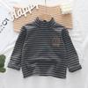 Camiseta de Manga Larga de Primavera y Otoño para Bebé Nueva Camiseta Básica Estilo Occidental para Niños Top Rayado Casual para Bebé Tendencia 5ª Generación de Cabello