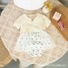 Macacão Fino para Bebê Saco de Malha Verão Vestido Floral de Suspensório Feminino Verão Novo Conjunto de Bolsa