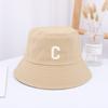 Sombrero de pescador con protección solar para parejas, para primavera y verano, para hombre y mujer, de color liso, informal, combinable con todo, con letra C, estilo japonés, estilo artístico.