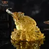 Ornamento Personalizado de Sapo de Vidro Sapo Dourado Cicada Dourada de Três Pernas Sapo Artesanato de Cristal de Vidro Atacado Personalizado
