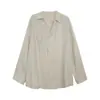 Camisa de Lino Retro con Cuello en V Wanwei para Mujer Nueva Primavera 2026 Estilo Vacacional Camisa con Lazo Protección Solar Aire Acondicionado 5272