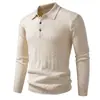 Nuevo suéter jacquard para hombre estilo otoño e invierno con cuello camisero, tejido cálido vintage, chaqueta de punto casual versátil de color liso