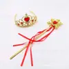 En stock Diadema de Princesa Corona de Frozen Varita Mágica Corona de Corona de Diamantes Electrochapados para Niños Traje de Cetro
