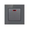 Painel de tomada de parede USB com interruptor de luz de vidro temperado cinza, padrão britânico 13A de Hong Kong