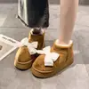 Botas de algodón con lazo estilo coreano 2026, engrosadas para abrigar, botines de nieve cortos, botas de invierno de felpa con suela gruesa para mujer