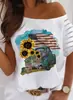 Tienda de estación independiente de comercio electrónico transfronterizo shopify Amazon nueva estrella bandera a rayas girasol camión estampado suéter hueco