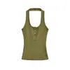 Atuendo Estilo Dopamina: Top de Tirantes Sexy Amarillo con Botones para Mujer, Ajuste Delgado de Verano, Se Puede Usar como Capa Interior o Exterior, Top sin Mangas