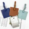 Transfronterizo en stock cuadrado grueso PU cuero etiqueta de equipaje flip impresión LOGO cuero multicolor pase de abordar venta al por mayor