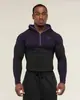 GYM ONYX5 Masculino Manga Longa Atlético Fitness Secagem Rápida Respirável Elástico Meio Zíper Ajustado Top de Treinamento