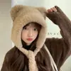 Gorro de Lana Tejido Cálido para Otoño e Invierno para Mujer, Gorro con Protección para los Oídos para Mamá Ciclista, Gorro Integrado con Bufanda, A Prueba de Frío