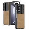 Para Samsung Galaxy ZFold5 Capa de Telefone Dobrável Janela de Empurrar Capa de Couro Fosco Capa de Telefone Resistente a Quedas Fold5
