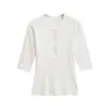 Camiseta Casual de Manga Media con Cuello Semiabierto Picante de Moda para Mujer, Camiseta Básica Chic Ajustada para Primavera y Otoño