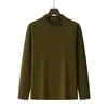 Camiseta Interior de Cuello Medio para Hombre en Otoño e Invierno Doble Cara Cepillada Interior Camiseta Interior de Manga Larga para Hombre Top para Hombre de Moda
