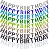Nova faixa de aniversário de PET com glitter a laser, faixa colorida com letras HAPPY BIRTHDAY para decorações de festa