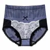 Calzones de algodón triangulares sin costuras de encaje de color contrastante de tiro alto para mujer, control de abdomen, moldeadores, moño, lencería sexy para mujer, suministro transfronterizo