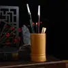 Direto da Origem Porta-Canetas de Bambu Natural e Madeira Balde Redondo Retrô para Canetas Estilo Chinês Decoração de Escritório Estudo Caixa de Armazenamento