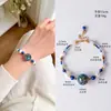 Novo Bracelete Colar de Pérolas de Água Doce e Cristal Água-Marinha Estilo Chinês para Mulheres, Bracelete Colar de Contas de Laca Exquisito e Moderno