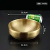 Bol para fideos fríos de acero inoxidable estilo coreano, Bol dorado de doble capa, Bol para fideos caracol, Bol para arroz mixto, Bol extra grueso anti-caídas para fideos instantáneos, Bol grande para sopa
