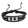 Pulsera de moda retro con cuentas de comercio exterior europeo y americano transfronterizo, pulsera de cuero tejido personalizada para hombre, cuerda de mano