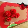 Combinación de Flores de Papel Rojas Decoración de Jardín de Infancia Montaje para el Inicio de Clases Decoración de Aula Pegatinas de Pared 3D Decoración Temática
