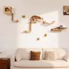 Plataforma de salto para gatos montada en la pared, de madera maciza, sin taladro, con ventosa, transfronteriza; rascador para gatos, nido para gatos montado en la pared, poste rascador para gatos
