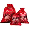 Sacola de Doces para Casamento, Sacola Especial de Pano Vermelho para Casamento, Sacola da Sorte em Brocado, Sacola de Doces para Lembrança