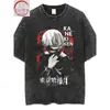 Camiseta con Estampado de Anime Tokyo Ghoul Xichunjin Muyan Spray Directo Retro Lavada Vieja Vintage High Street Manga Corta