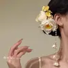 Nuevo Estilo Super Hada Flor Pinza para el Cabello Pinza Lateral Pasador Uso Diario Pinza de Garra de Flor de Tul Accesorio para el Cabello de Alta Gama para la Parte Posterior de la Cabeza
