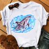 Camiseta feminina de manga curta 2023 moda estampada estação independente camisa básica tamanho europeu gola redonda