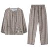 Pijamas de Algodón para Mujer Primavera y Otoño Pantalones de Manga Larga Se Puede Usar Ropa de Casa Exterior Traje de Dos Piezas Simple Holgado para Madre de Mediana Edad