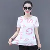 Verano Nuevo Seda de Hielo Secado Rápido Transpirable Estampado Mujer Manga Corta Casual Moda Clásico Cuello Redondo Multicolor Opcional