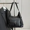 Bolso Tote Retro de Hombro de Gran Capacidad para Mujer 2025 Color Puro Nuevo Trendy Estudiante Clase Trabajo Ropa Bolso Cruzado Simple