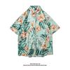 Camisa Vintage Estampada de Manga Curta da Tailândia Marca da Moda Unissex Solta Estilo Havaiano Praia Camisa para Casal Casaco da Moda