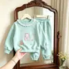 Conjunto Infantil Comércio Exterior Estilo Coreano Moda Primavera e Outono Blusa Manga Longa Moletom Solto Calças Jogger Conjunto Elegante de Duas Peças Atacado