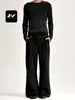 Pantalones Deportivos Rectos Simples Americanos Fengmei para Hombres y Mujeres Sueltos Estilo Callejero Diseño de Doble Cinturón Agradables a la Piel Modernos Casuales Pantalones de Pierna Ancha