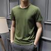 Camiseta de manga corta para hombre de color sólido al por mayor talla grande talla grande verano estilo coreano ajuste ceñido moderna guapa cuello redondo manga media