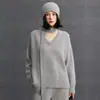 Otoño e Invierno Nueva Versátil Tejido de Punto Cachemir para Mujer Color Sólido Holgado Casual Simple Estilo Old Money Interior Tejido de Punto Cachemir