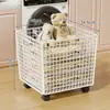 Cesta para ropa sucia para guardar ropa sucia y juguetes cesta de almacenamiento baño con ruedas carrito pequeño móvil cesta para ropa sucia del hogar cesta de lavandería
