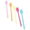 En Stock cuchara para mezclar agua con azúcar para niños grado alimenticio FDA color caramelo melamina tienda de té con leche postre cuchara de mango largo