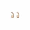 Pendientes geométricos en forma de C con perla exagerada y borlas de cadena con incrustaciones de diamantes y personalidad simple con aguja plateada