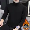 Al por mayor otoño e invierno forro polar de doble cara cuello medio-alto tejido base para hombre, ropa interior interior cálida engrosada, camiseta de manga larga