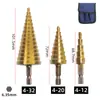 Juego de 10 Brocas Escalonadas con Cinco Filos para Chaflanar, Brocas para Carpintería, Brocas Escalonadas, Serie de Titanio Chapado en Oro