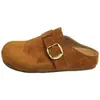 Mules sin cordones retro de cuero genuino con suela gruesa y punta cerrada para mujer, nuevo modelo de otoño 2026, zapatos casuales de suela blanda estilo Birkenstock