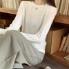 Camisa Térmica de Lã 2026 Novo Outono e Inverno Estilo Coreano Simples Estilo Preguiçoso Tricô Manga Longa Top Camiseta para Mulheres